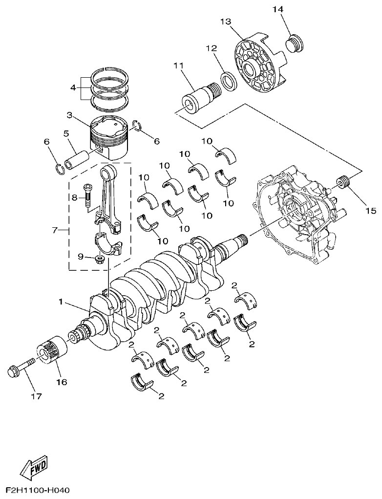 Yamaha FY1800-1HF2H300EA(1)_DE CRANKSHAFT & PISTON parts diagram